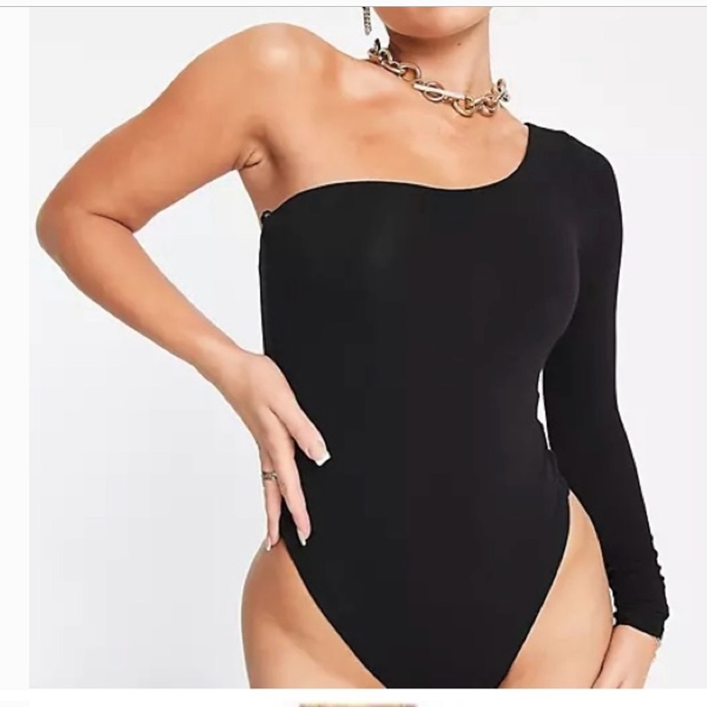 Naked Wardrobe Black One-Shoulder Bodysuit